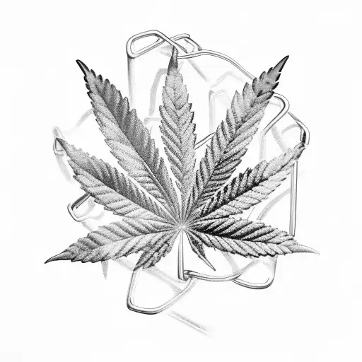 A marijuana leaf intertwined with a bicycle chain tattoo design idea