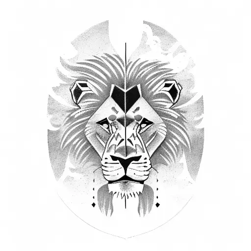 A lion and gorilla facing each other with swords crossed in the background tattoo design idea