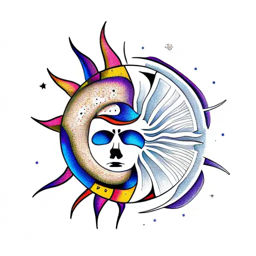 half Sun and Moon tattoo design idea