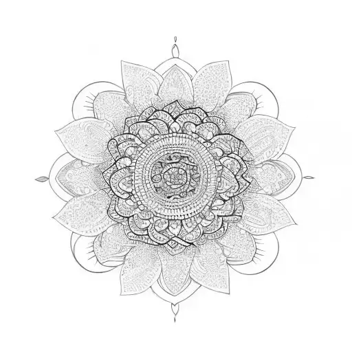 hand mandala flower tattoo design idea