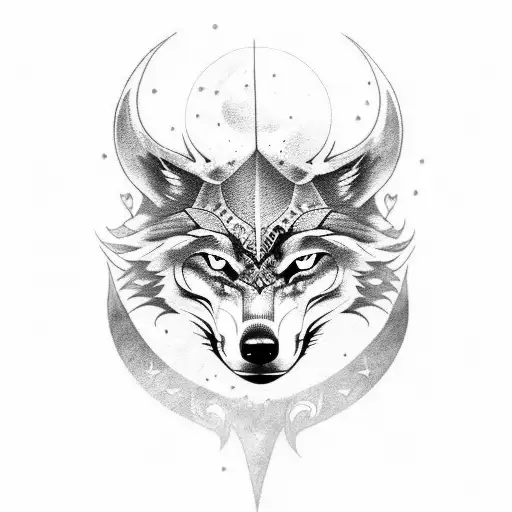 wolf viking skull tattoo design idea