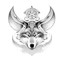 wolf viking skull tattoo design idea