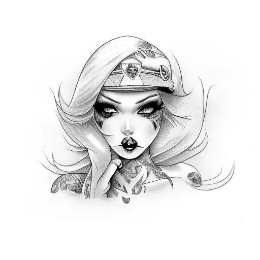 smokinh pinup girl with tattoos tattoo design idea