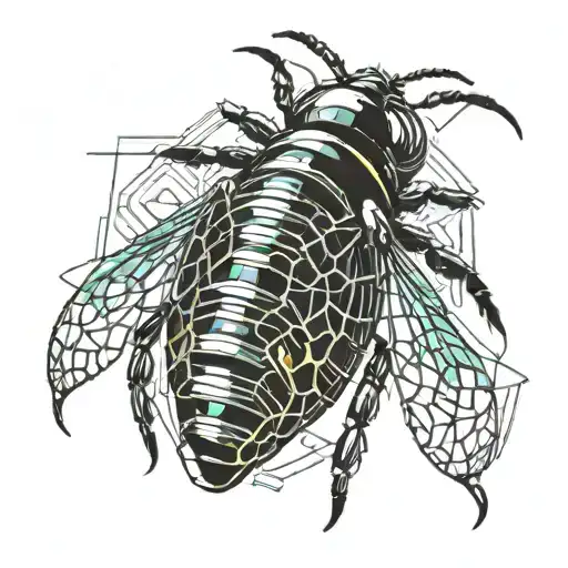bee disco ball tattoo design idea