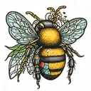 bee disco ball tattoo design idea