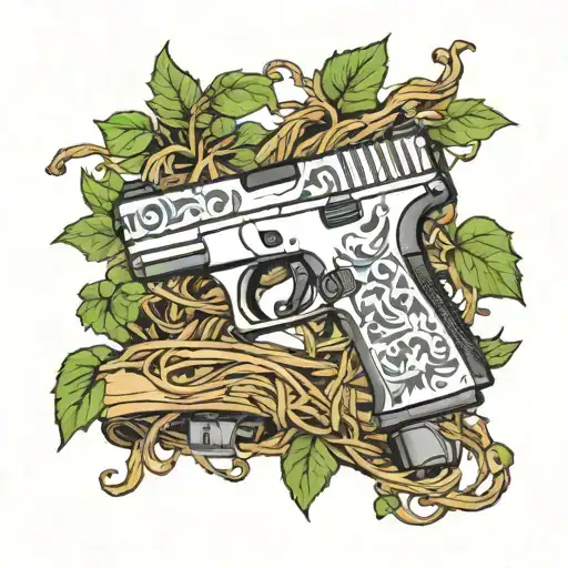 vines  wrapped around the glock 21  tattoo design idea