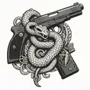 snake wrapped around the glock 21  tattoo design idea