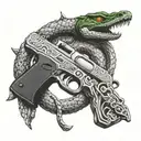 snake wrapped around the glock 21  tattoo design idea