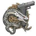 snake wrapped around the glock 21  tattoo design idea