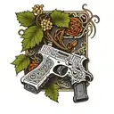 glock wrapped up tightly with vines around it tattoo design idea