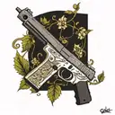 glock wrapped up tightly with vines around it tattoo design idea