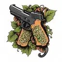 glock wrapped up tightly with vines around it tattoo design idea
