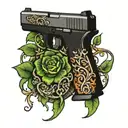 glock wrapped up tightly with vines around it tattoo design idea