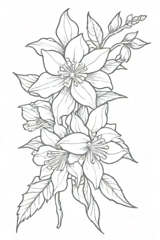 postcard with holly, narcissus, sweet pea, and daisy flowers tattoo design idea
