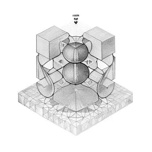 metatron cube with the thinker statue tattoo design idea