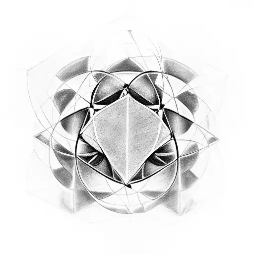 metatron cube with the thinker statue tattoo design idea