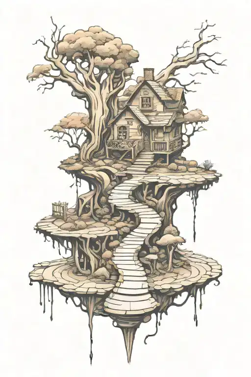 create a tattoo design that includes twisty, turny pathways. The imagery should be visceral and detailed. Pathways shoul tattoo design idea