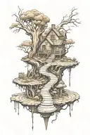 create a tattoo design that includes twisty, turny pathways. The imagery should be visceral and detailed. Pathways shoul tattoo design idea