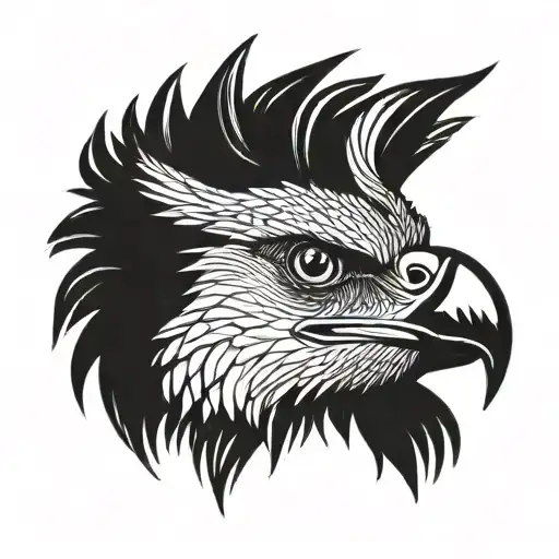 a Bearded vulture face tattoo design idea