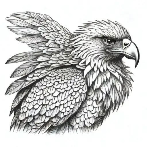  Gypaetus barbatus is a bird also called bearded vulture,  face and neck with details tattoo design idea