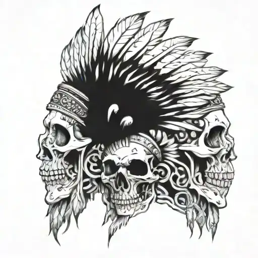 Indian chief skull tattoo design idea