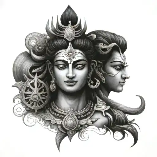 krishna and shiva trishul tattoo design idea