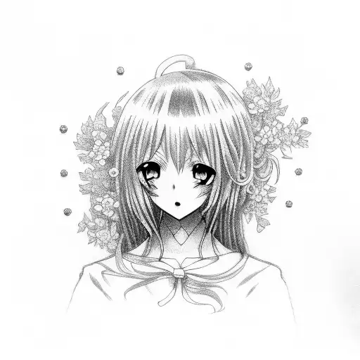 Anime girl on cross tattoo design idea