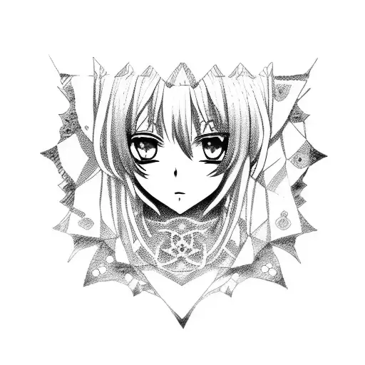 Anime girl cross tattoo design idea