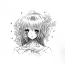 Anime girl on cross tattoo design idea