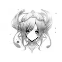 Anime girl on cross tattoo design idea