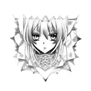 Anime girl cross tattoo design idea