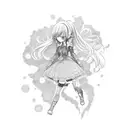Anime girl cross tattoo design idea