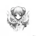 Anime girl cross tattoo design idea