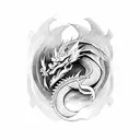 Dragon with geometric filler tattoo design idea