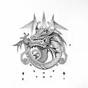 Dragon with geometric filler tattoo design idea