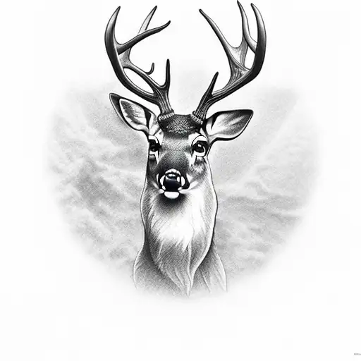 Deer mountain tattoo design idea
