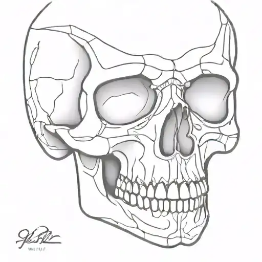 front  skull jaw open tattoo design idea