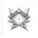 two triangles which are overlaping and a dotted line through them tattoo design idea