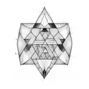 two triangles which are overlaping and a dotted line through them tattoo design idea