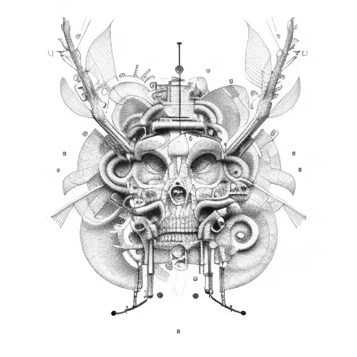 bio mechanic shoulder tattoo design idea