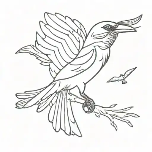 Australian magpie flying tattoo design idea