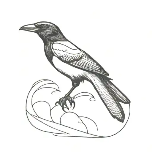 flying Australian magpie tattoo design idea