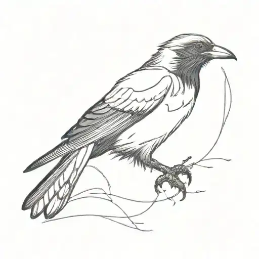 Australian magpie flying tattoo design idea