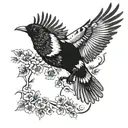 Australian magpie flying tattoo design idea