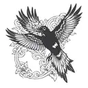 Australian magpie flying tattoo design idea
