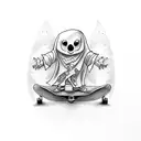 Ghost with skateboard  tattoo design idea
