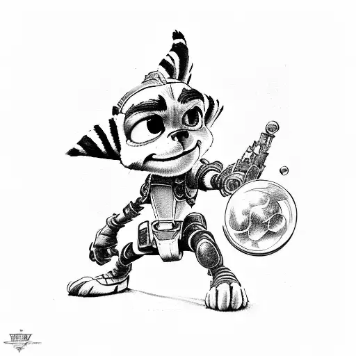 Ratchet and clank tattoo design idea