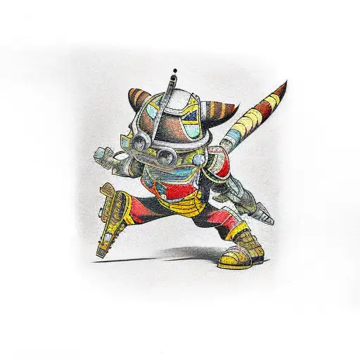 Ratchet and clank tattoo design idea