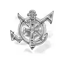 cross and boat anchor wrote "Jean-Paul" tattoo design idea