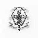 cross and boat anchor wrote "Jean-Paul" tattoo design idea